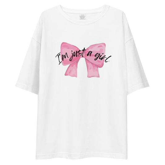 Charming Bow Cute Cotton Unisex Oversized T-Shirt Drop Shoulder